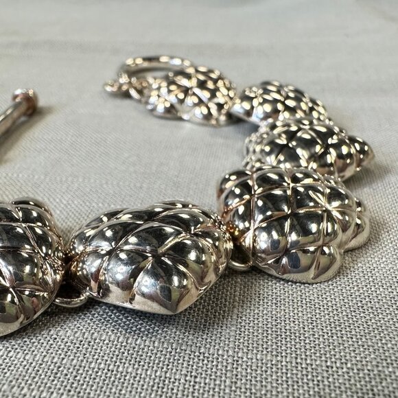 Sterling Silver Thailand Puffy Heart Bracelet - Picture 13 of 14